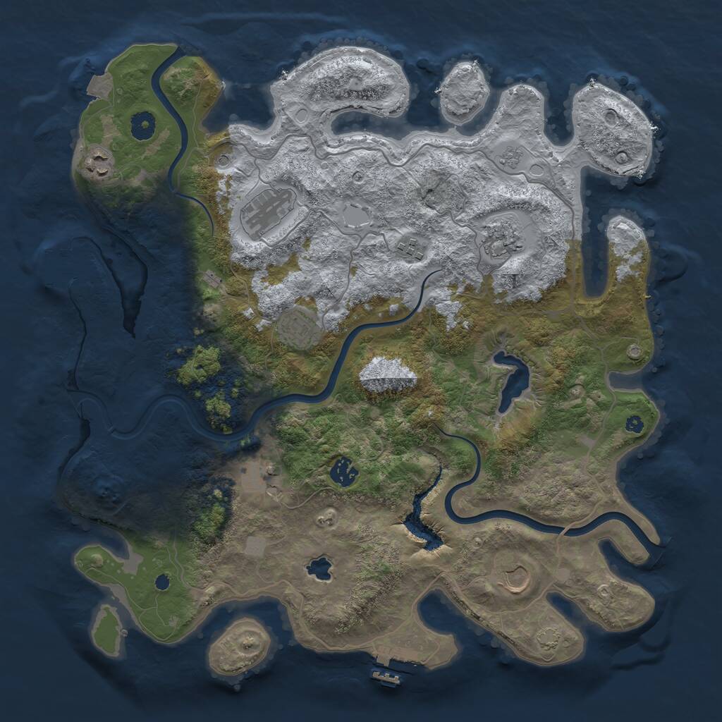 Rust Map: Procedural Map, Size: 4000, Seed: 57116755, 14 Monuments