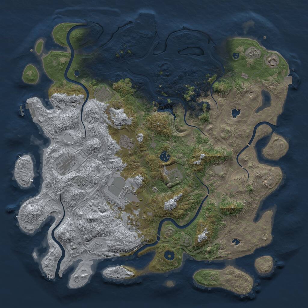 Rust Map: Procedural Map, Size: 4500, Seed: 5489645, 15 Monuments