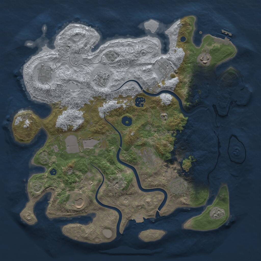 Rust Map: Procedural Map, Size: 3800, Seed: 138053301, 16 Monuments