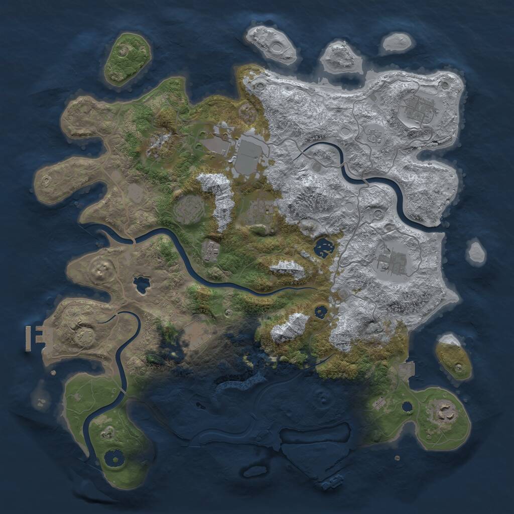 Rust Map: Procedural Map, Size: 4050, Seed: 363304508, 16 Monuments