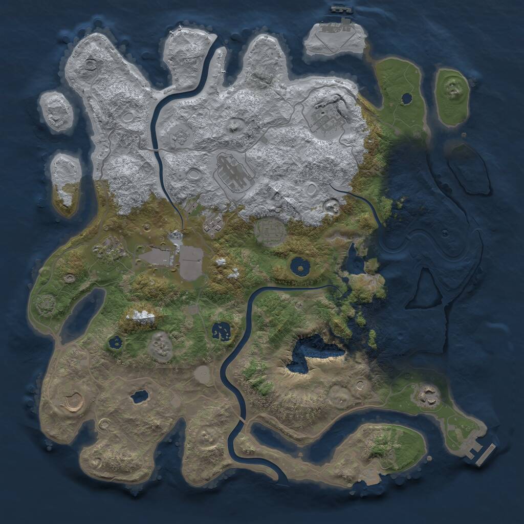 Rust Map: Procedural Map, Size: 4000, Seed: 2105057242, 15 Monuments