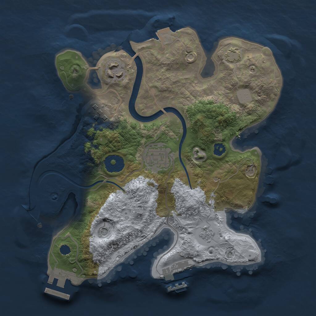 Rust Map: Procedural Map, Size: 2500, Seed: 46312132, 9 Monuments