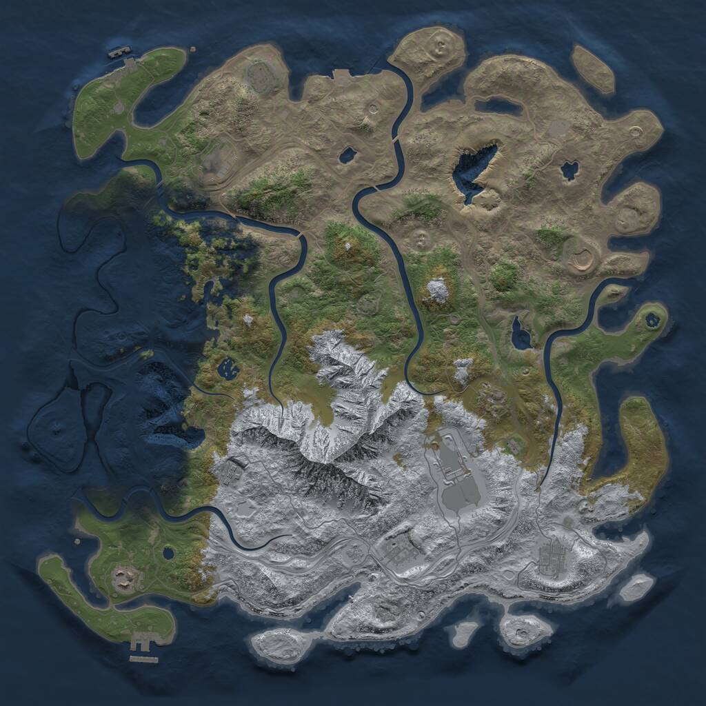 Rust Map: Procedural Map, Size: 5000, Seed: 680240584, 16 Monuments