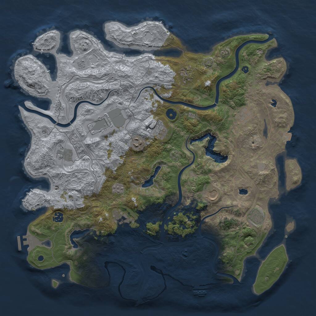 Rust Map: Procedural Map, Size: 4500, Seed: 1051277038, 17 Monuments