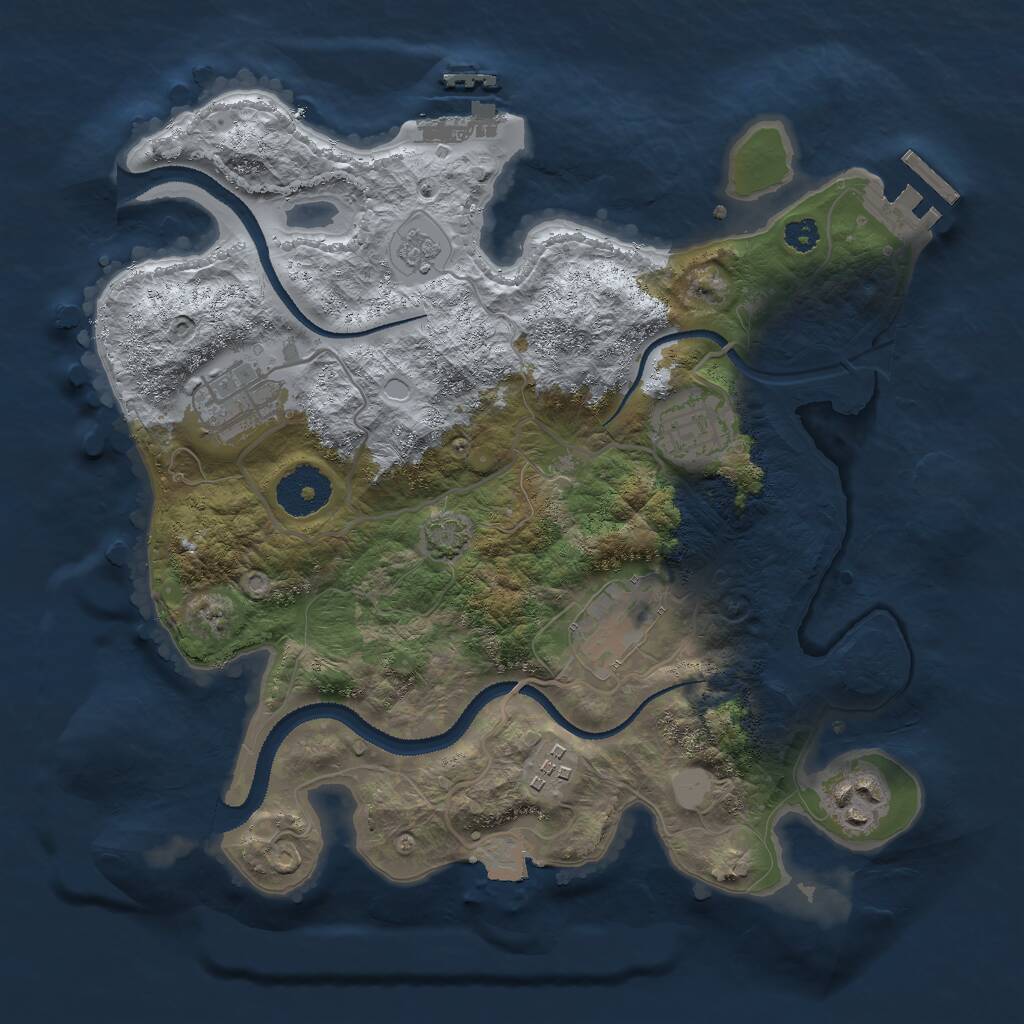 Rust Map: Procedural Map, Size: 3000, Seed: 1160501531, 10 Monuments