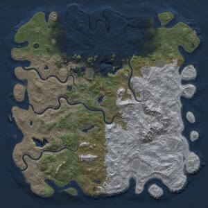 Thumbnail Rust Map: Procedural Map, Size: 6000, Seed: 98765432, 17 Monuments