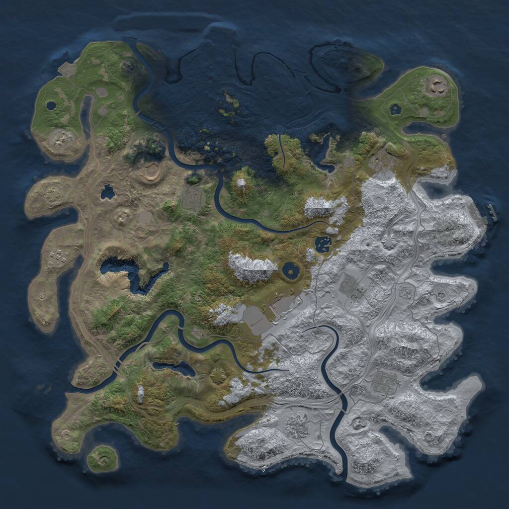 Rust Map: Procedural Map, Size: 4500, Seed: 750232589, 16 Monuments