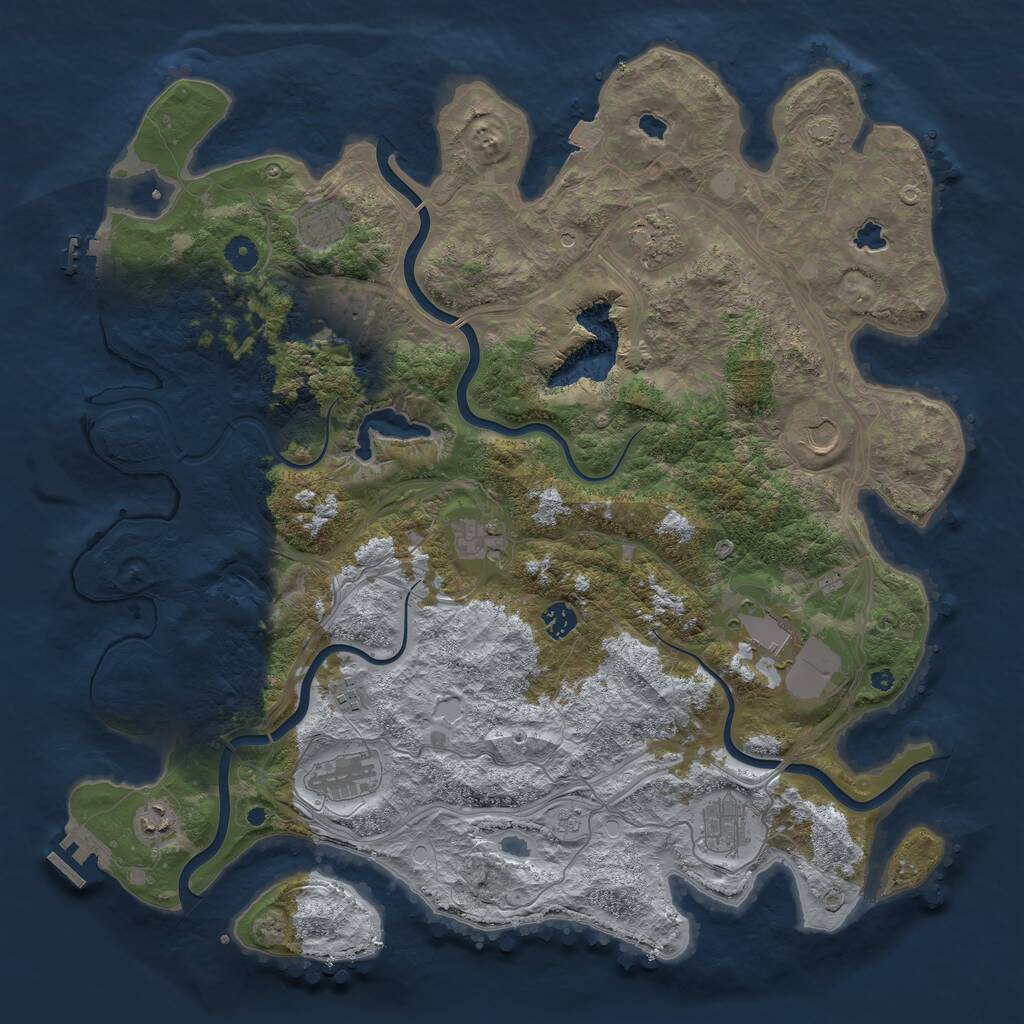 Rust Map: Procedural Map, Size: 4500, Seed: 442395615, 17 Monuments