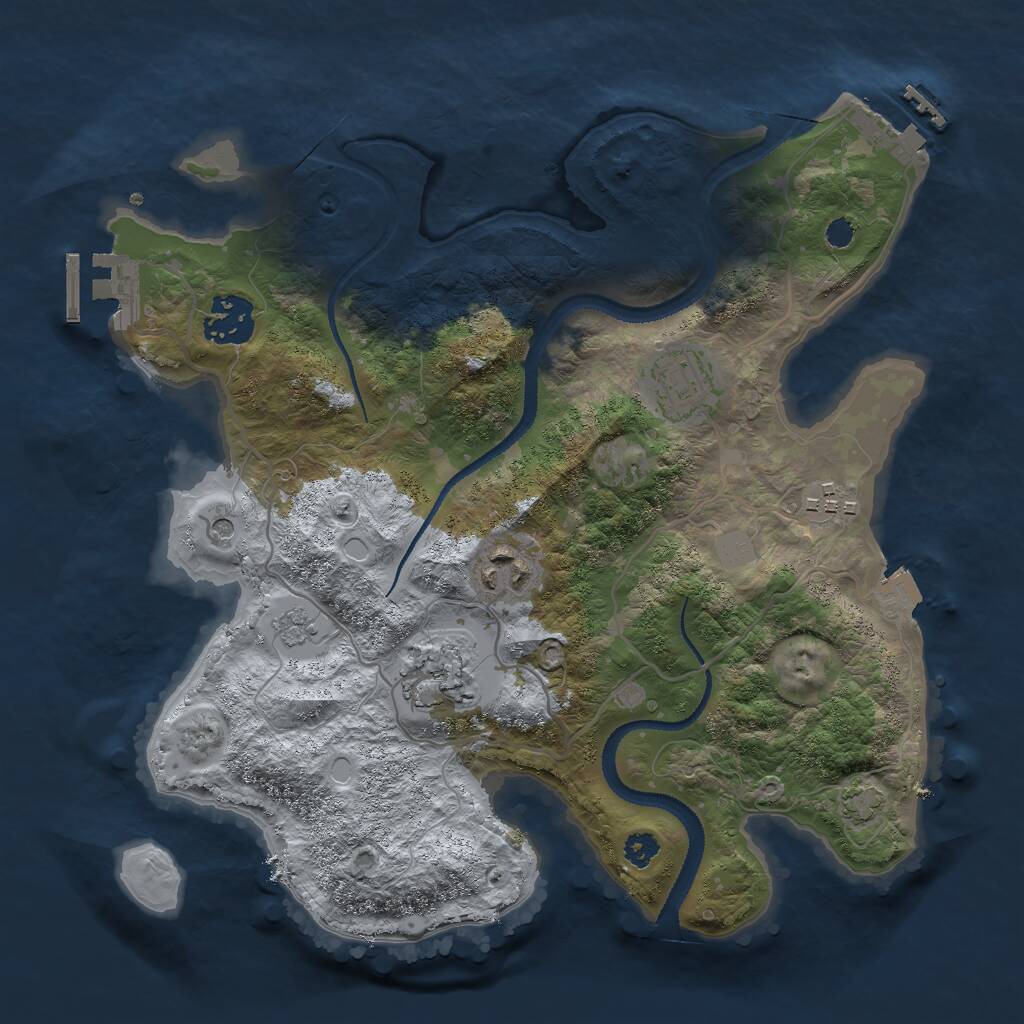 Rust Map: Procedural Map, Size: 3000, Seed: 53877, 11 Monuments