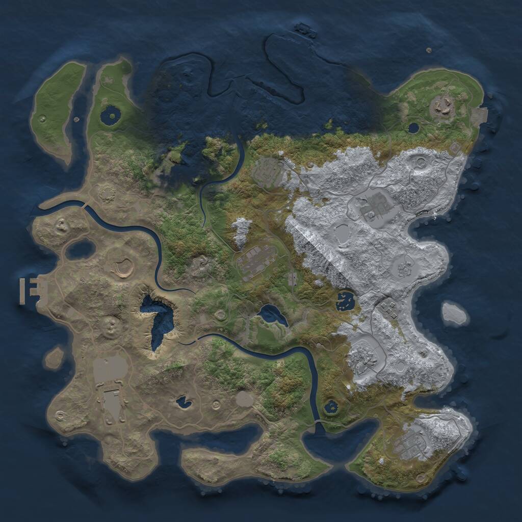 Rust Map: Procedural Map, Size: 4000, Seed: 2139052745, 17 Monuments