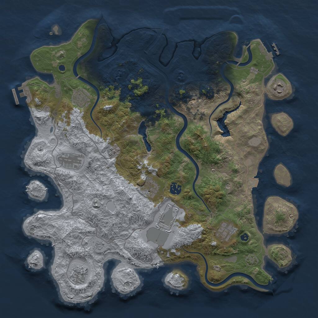 Rust Map: Procedural Map, Size: 4000, Seed: 851844105, 15 Monuments