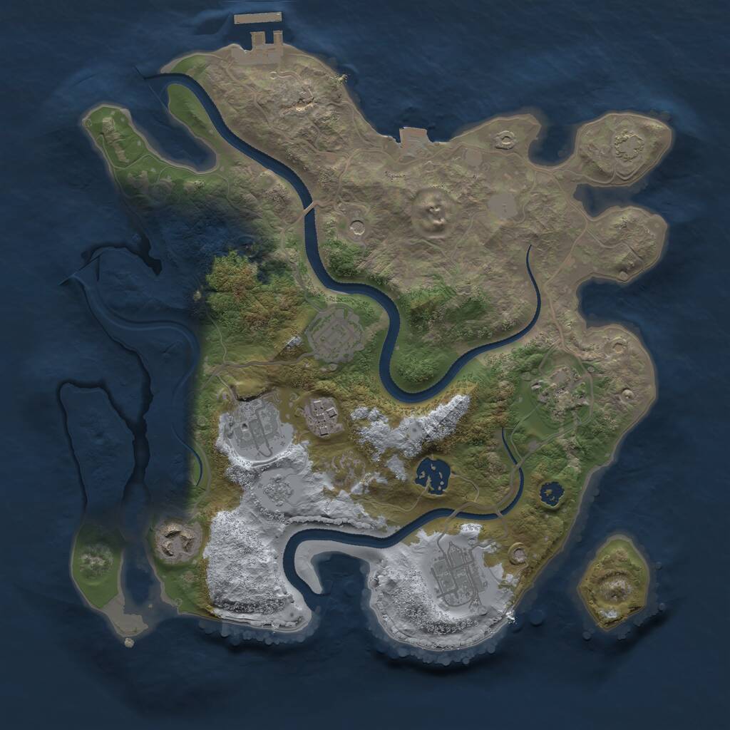 Rust Map: Procedural Map, Size: 3100, Seed: 43, 12 Monuments