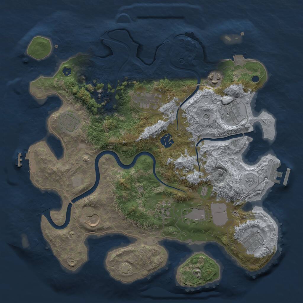 Rust Map: Procedural Map, Size: 3500, Seed: 12546, 16 Monuments