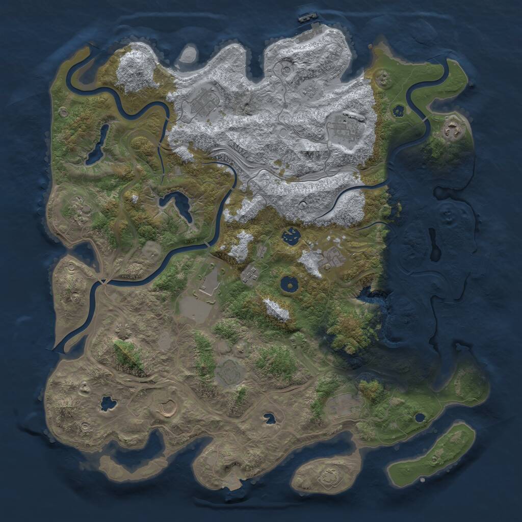 Rust Map: Procedural Map, Size: 4500, Seed: 780916127, 17 Monuments