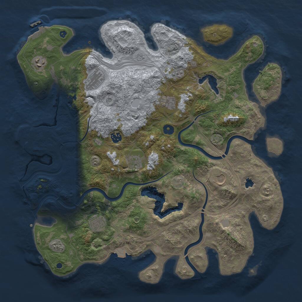 Rust Map: Procedural Map, Size: 4250, Seed: 2077544259, 14 Monuments