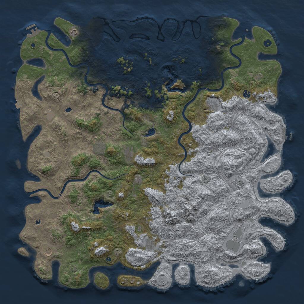 Rust Map: Procedural Map, Size: 6000, Seed: 26011972, 17 Monuments
