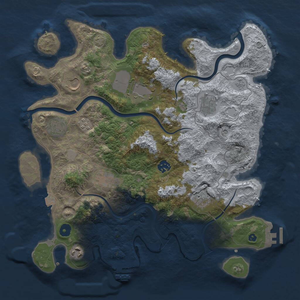 Rust Map: Procedural Map, Size: 3700, Seed: 1972801012, 15 Monuments
