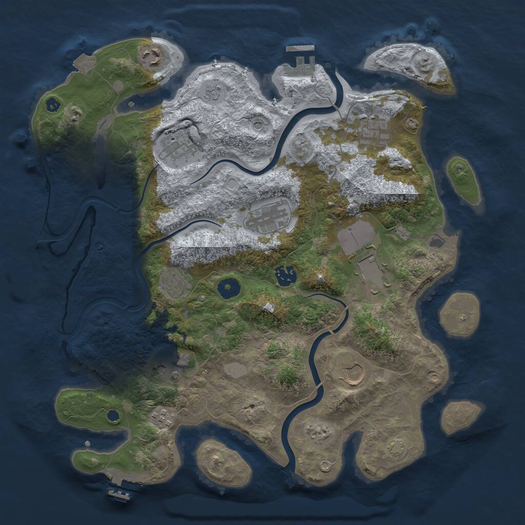 Rust Map: Procedural Map, Size: 3700, Seed: 50030272, 16 Monuments
