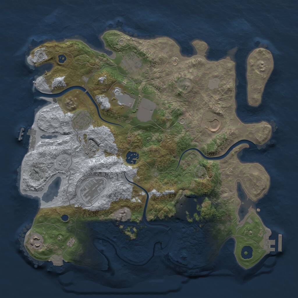 Rust Map: Procedural Map, Size: 3500, Seed: 704194274, 15 Monuments