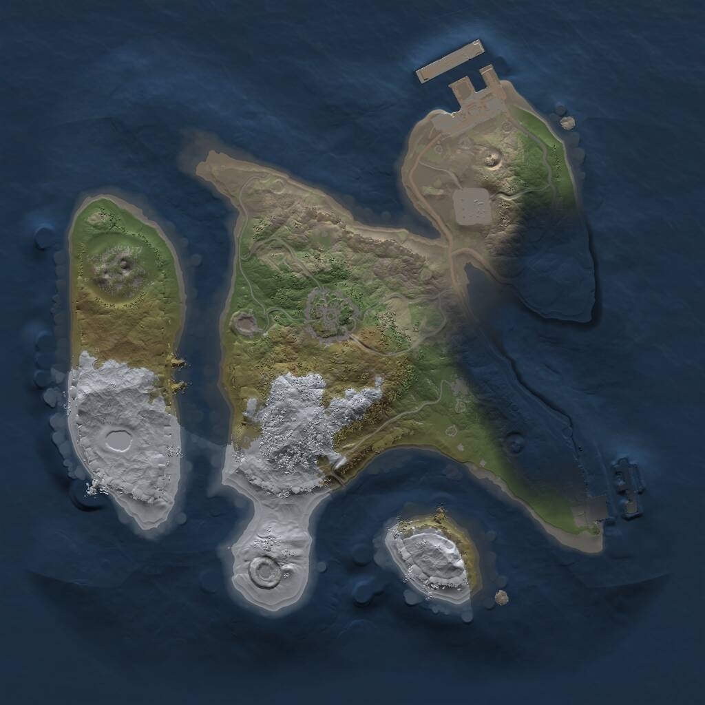 Rust Map: Procedural Map, Size: 2000, Seed: 80312, 4 Monuments