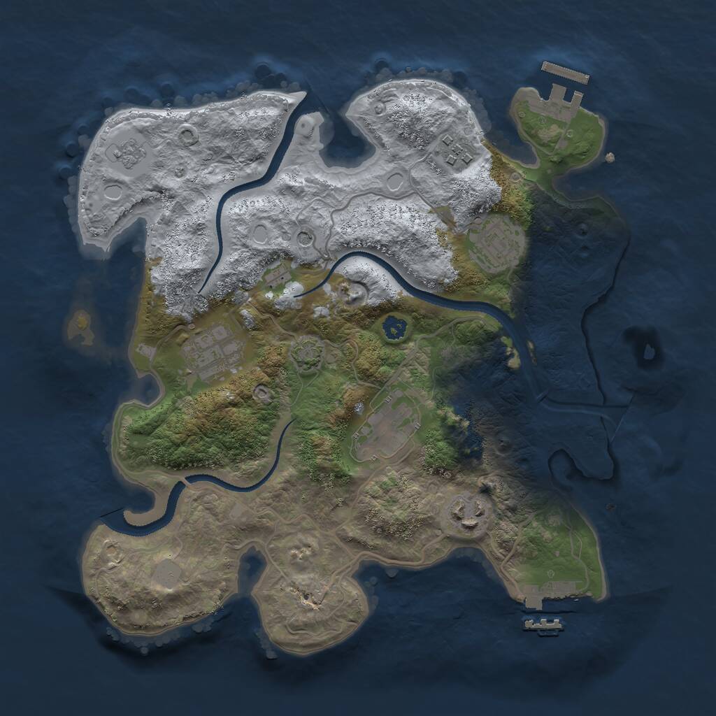 Rust Map: Procedural Map, Size: 3000, Seed: 25716, 11 Monuments