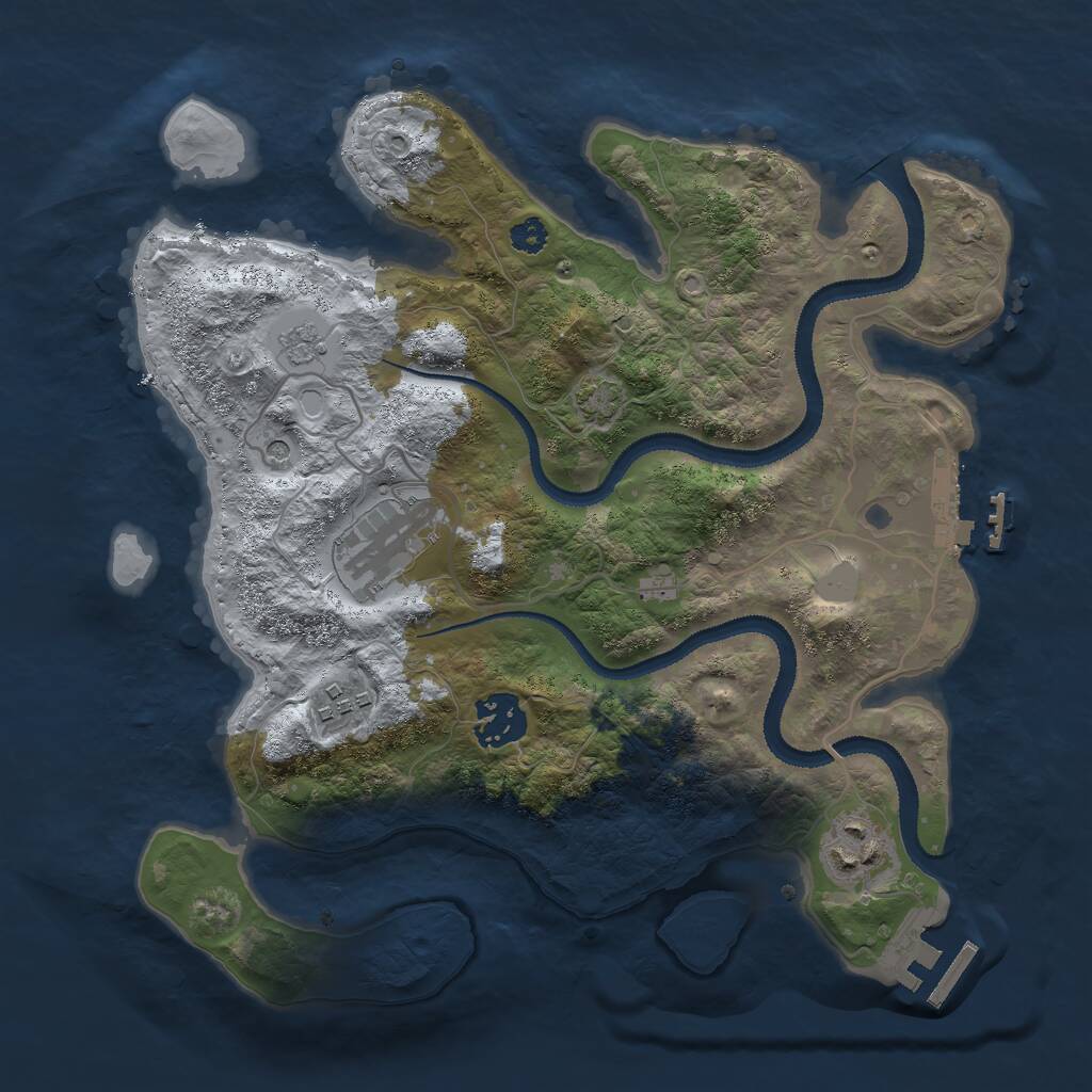 Rust Map: Procedural Map, Size: 3000, Seed: 49698, 10 Monuments