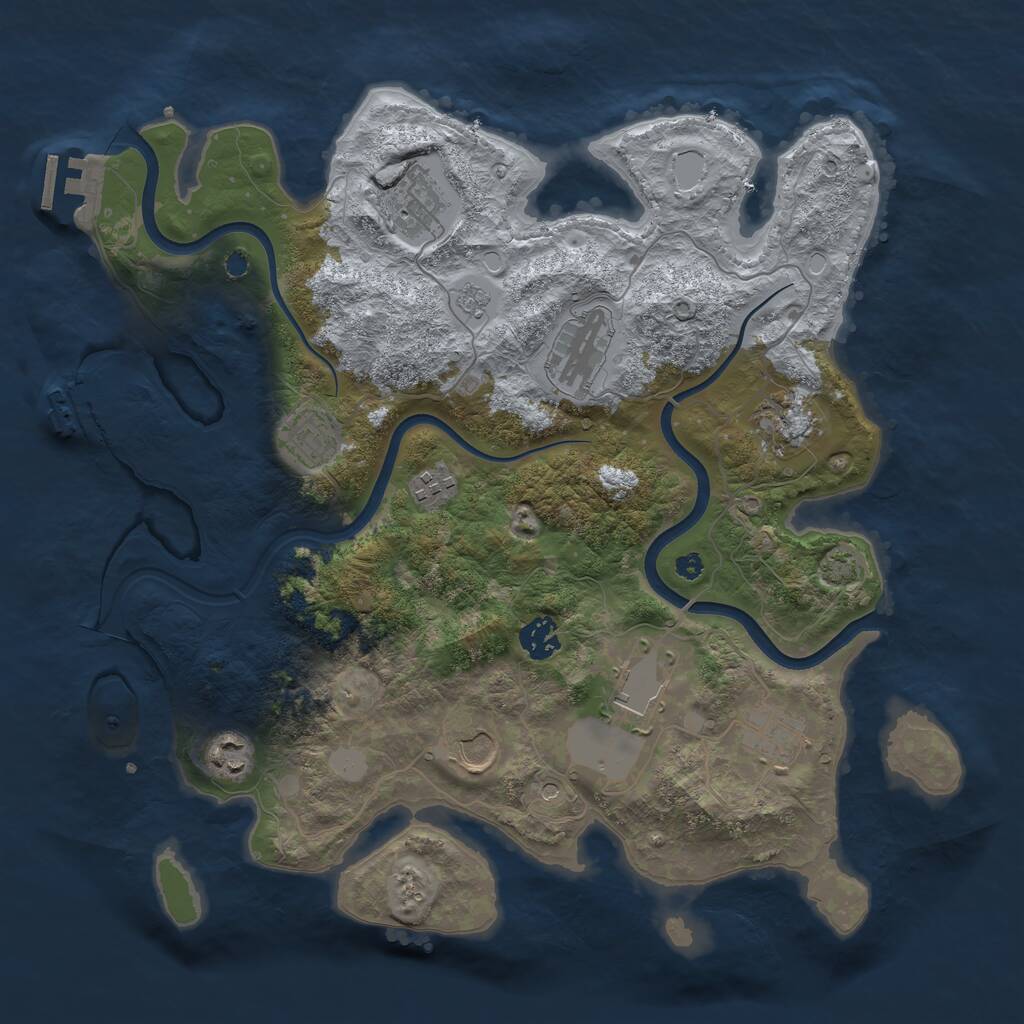 Rust Map: Procedural Map, Size: 3750, Seed: 1528432409, 16 Monuments