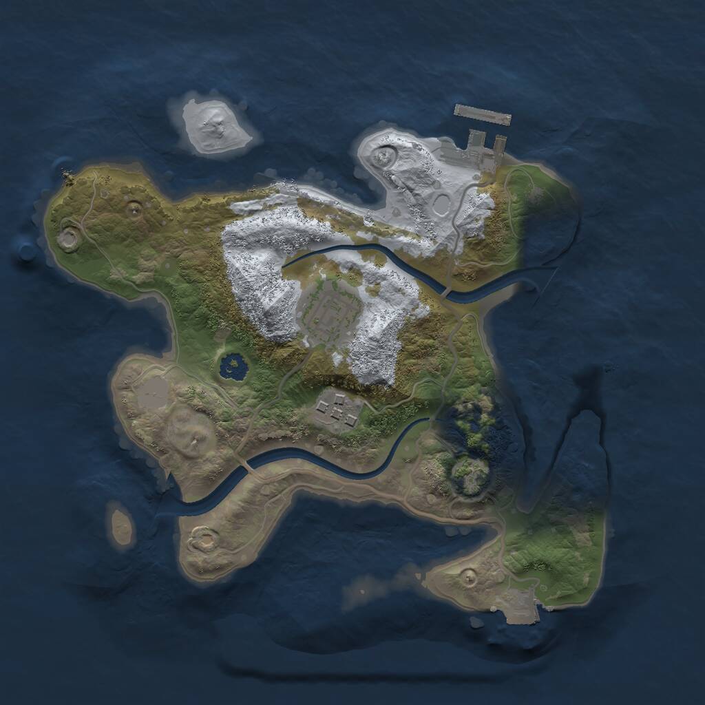 Rust Map: Procedural Map, Size: 2500, Seed: 1085992479, 5 Monuments