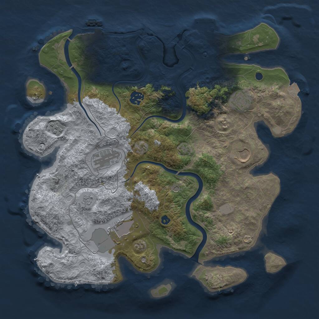 Rust Map: Procedural Map, Size: 3500, Seed: 6734, 12 Monuments