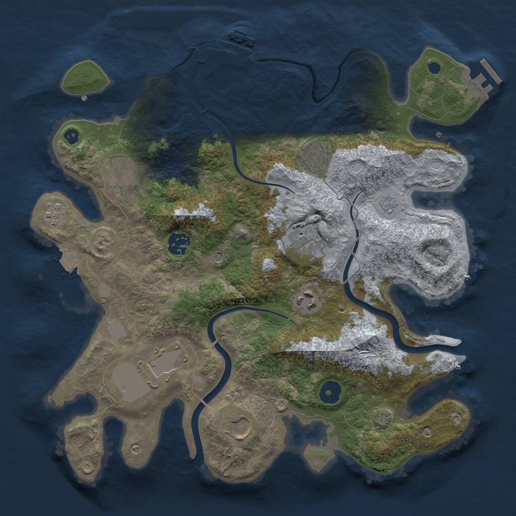 Rust Map: Procedural Map, Size: 3500, Seed: 242002, 14 Monuments