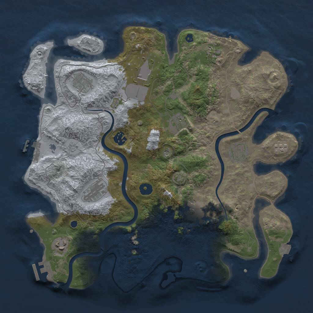 Rust Map: Procedural Map, Size: 3750, Seed: 32281, 16 Monuments