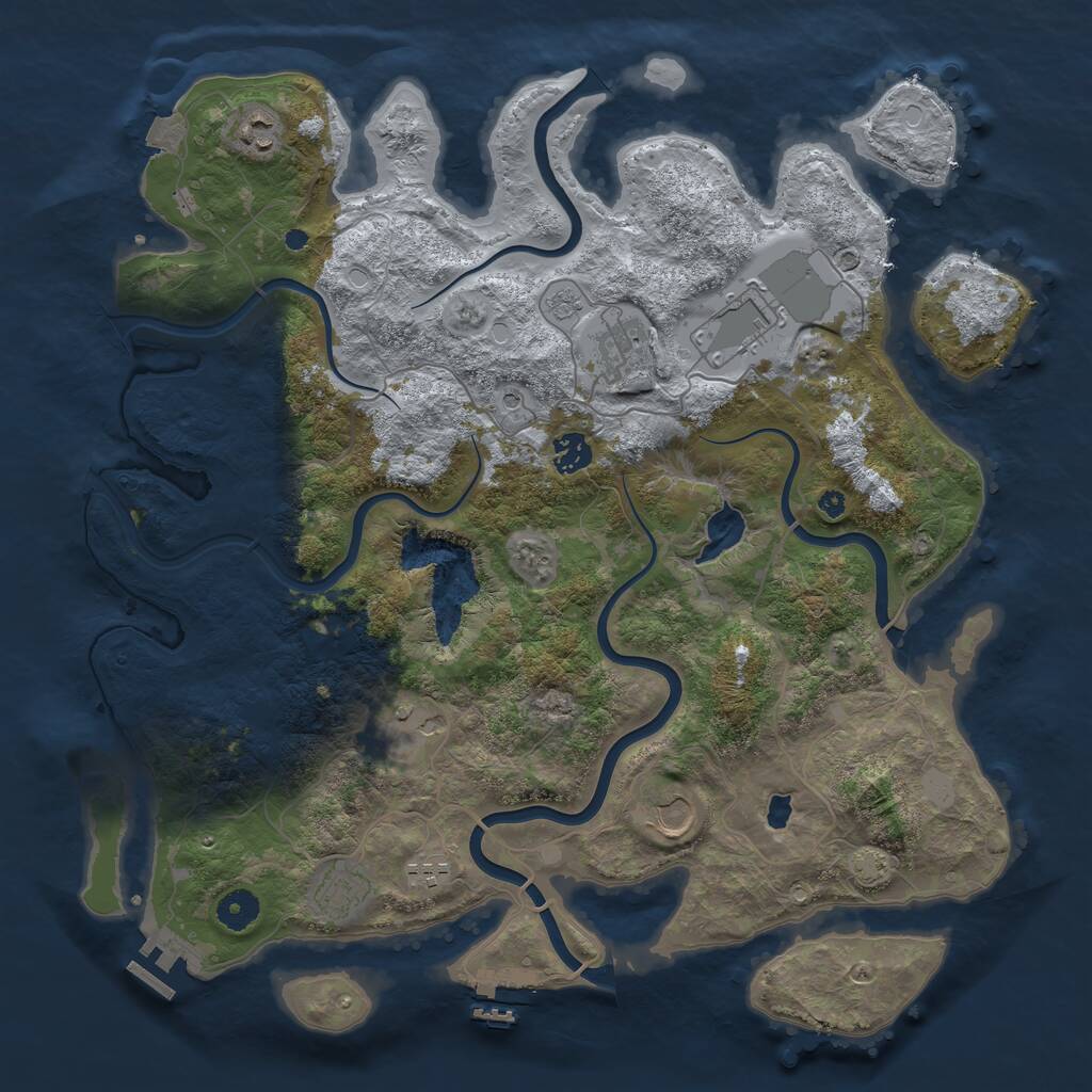 Rust Map: Procedural Map, Size: 4050, Seed: 75051, 14 Monuments