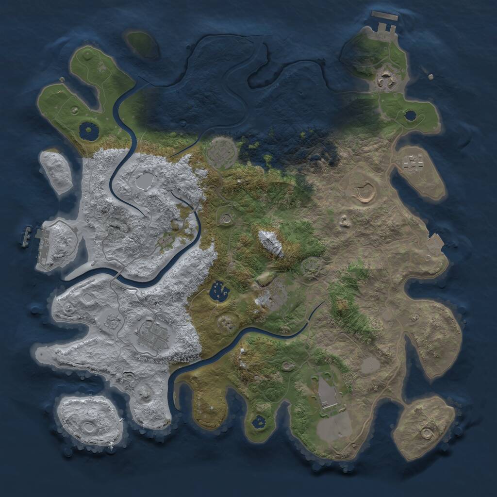 Rust Map: Procedural Map, Size: 3800, Seed: 2008571005, 14 Monuments