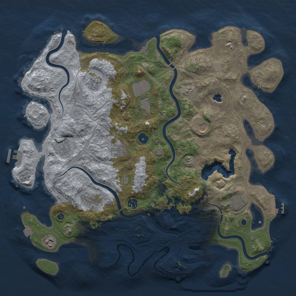 Rust Map: Procedural Map, Size: 4400, Seed: 1295549064, 16 Monuments