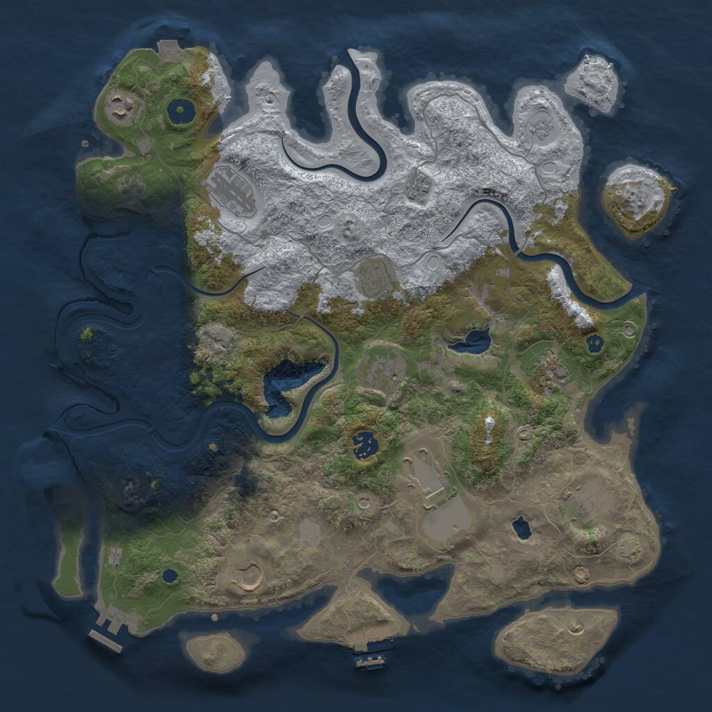 Rust Map: Procedural Map, Size: 4000, Seed: 75051, 16 Monuments