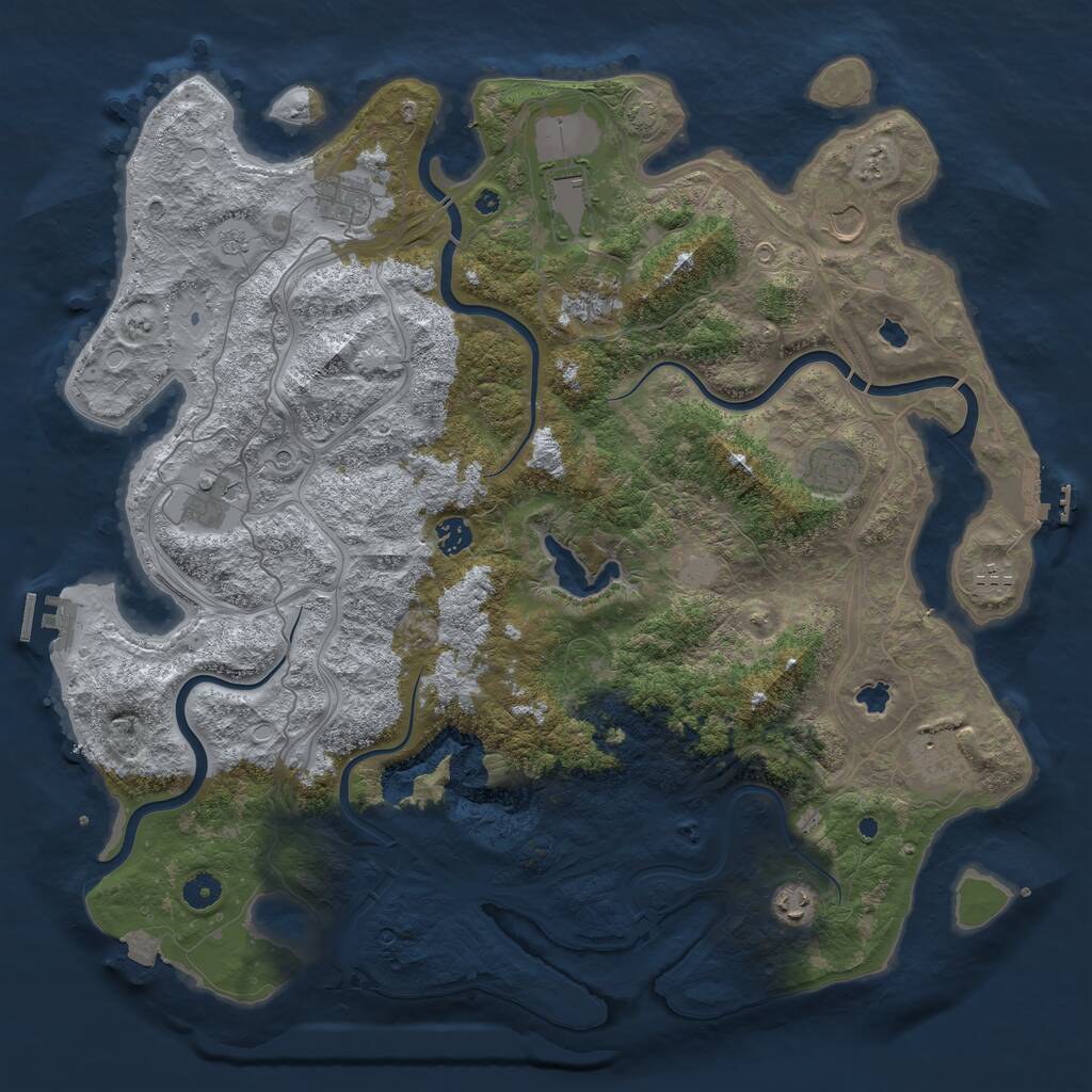 Rust Map: Procedural Map, Size: 4500, Seed: 753068417, 16 Monuments