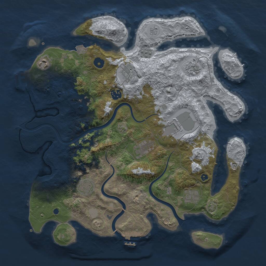 Rust Map: Procedural Map, Size: 3800, Seed: 321000938, 16 Monuments