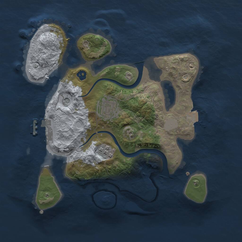 Rust Map: Procedural Map, Size: 2500, Seed: 237761, 5 Monuments