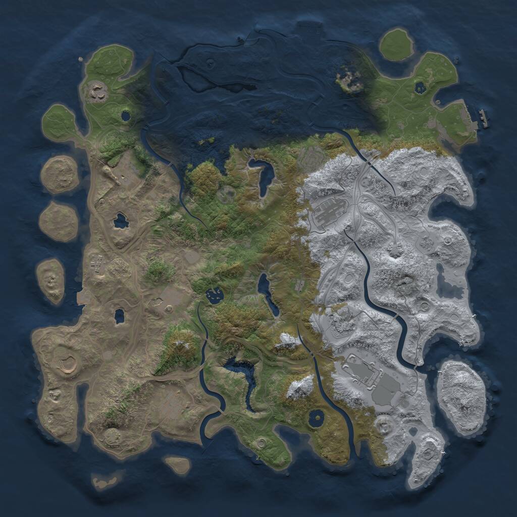 Rust Map: Procedural Map, Size: 4500, Seed: 606908441, 17 Monuments