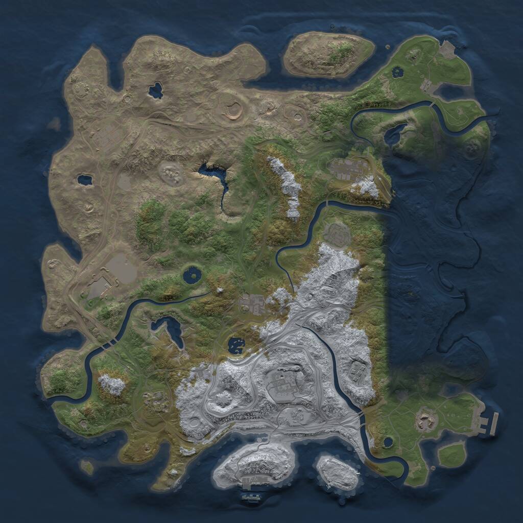 Rust Map: Procedural Map, Size: 4500, Seed: 231445070, 17 Monuments