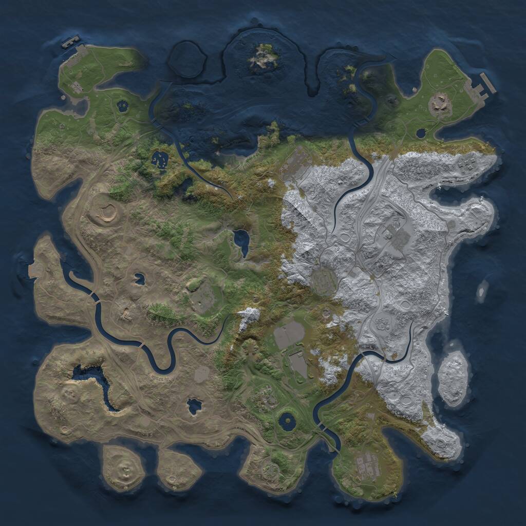 Rust Map: Procedural Map, Size: 4500, Seed: 533749920, 17 Monuments