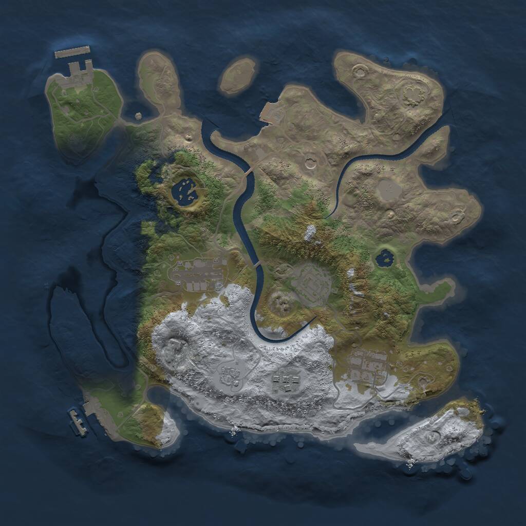 Rust Map: Procedural Map, Size: 3000, Seed: 1025561259, 11 Monuments