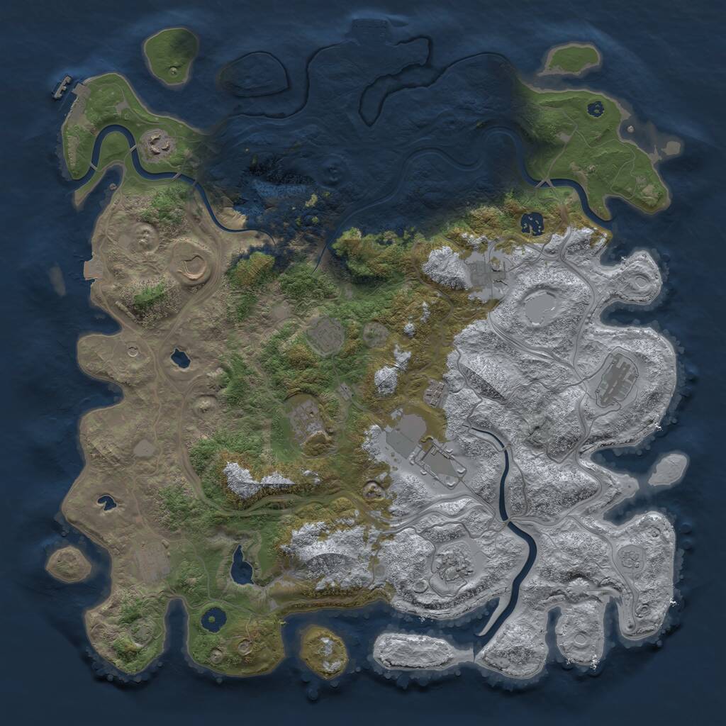 Rust Map: Procedural Map, Size: 4500, Seed: 26011972, 17 Monuments