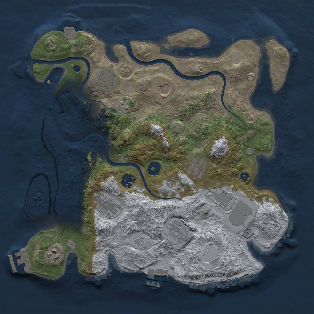Rust Map: Procedural Map, Size: 3500, Seed: 202410, 15 Monuments