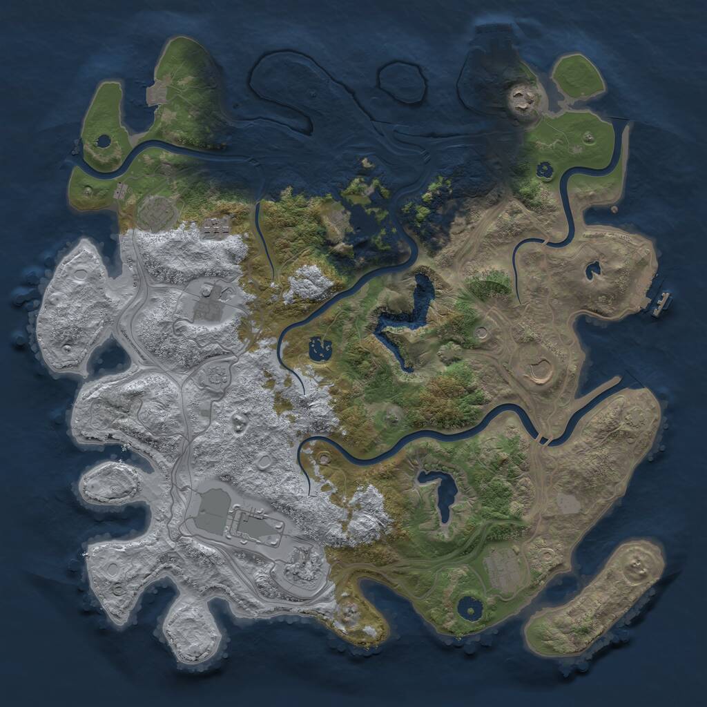Rust Map: Procedural Map, Size: 4250, Seed: 465618937, 16 Monuments