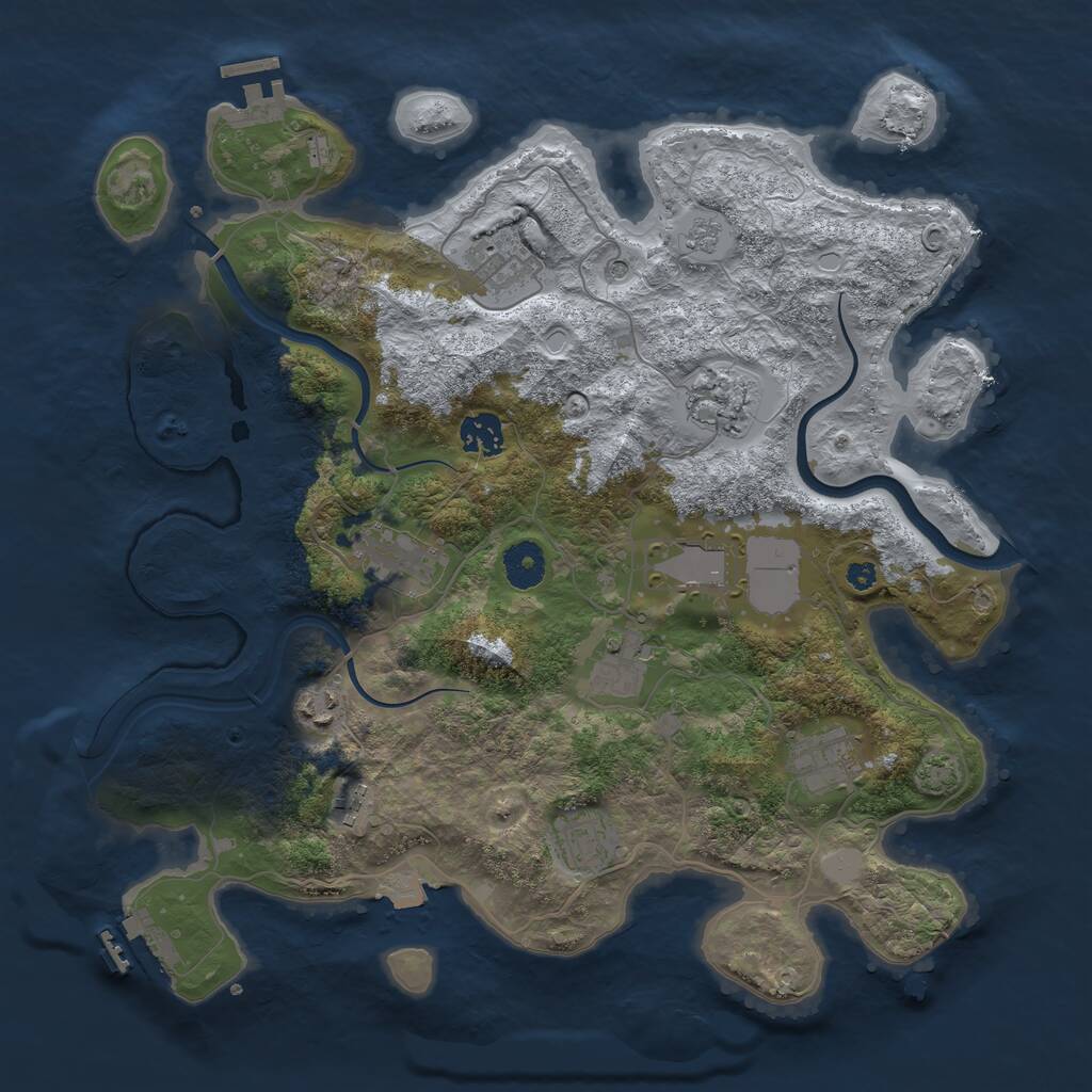 Rust Map: Procedural Map, Size: 3700, Seed: 214293, 16 Monuments