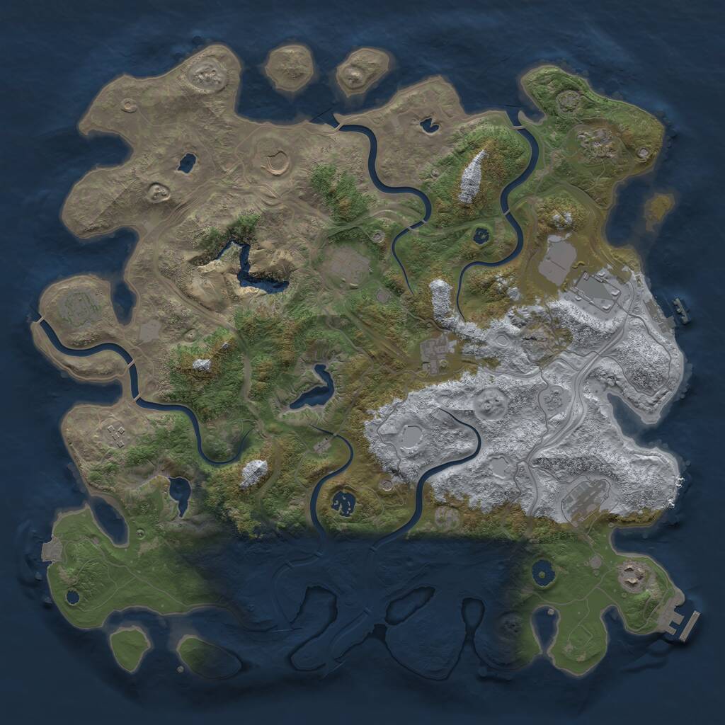 Rust Map: Procedural Map, Size: 4500, Seed: 428475631, 16 Monuments