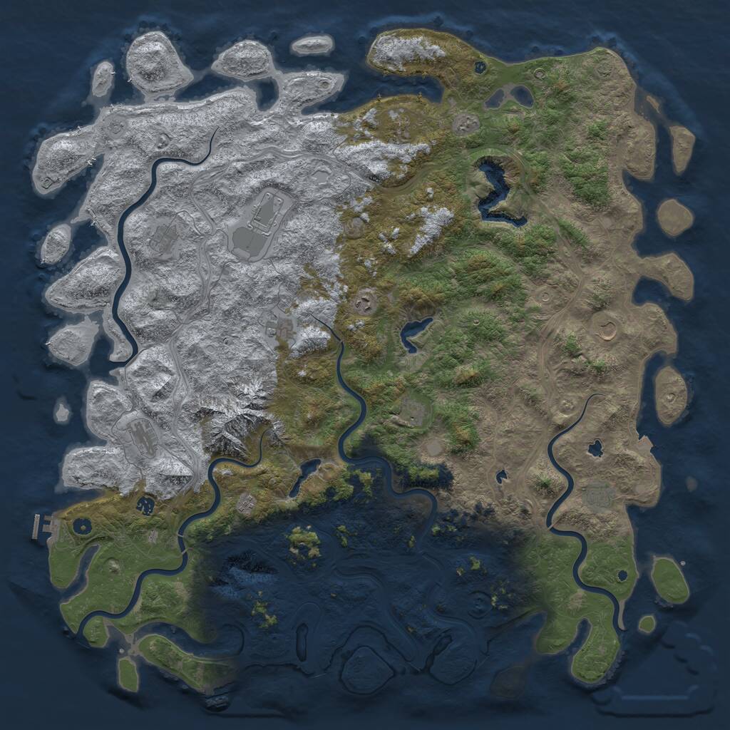Rust Map: Procedural Map, Size: 6000, Seed: 457453, 17 Monuments