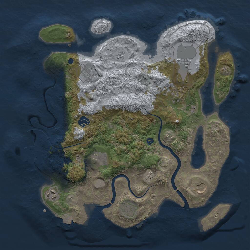 Rust Map: Procedural Map, Size: 3500, Seed: 360844377, 14 Monuments