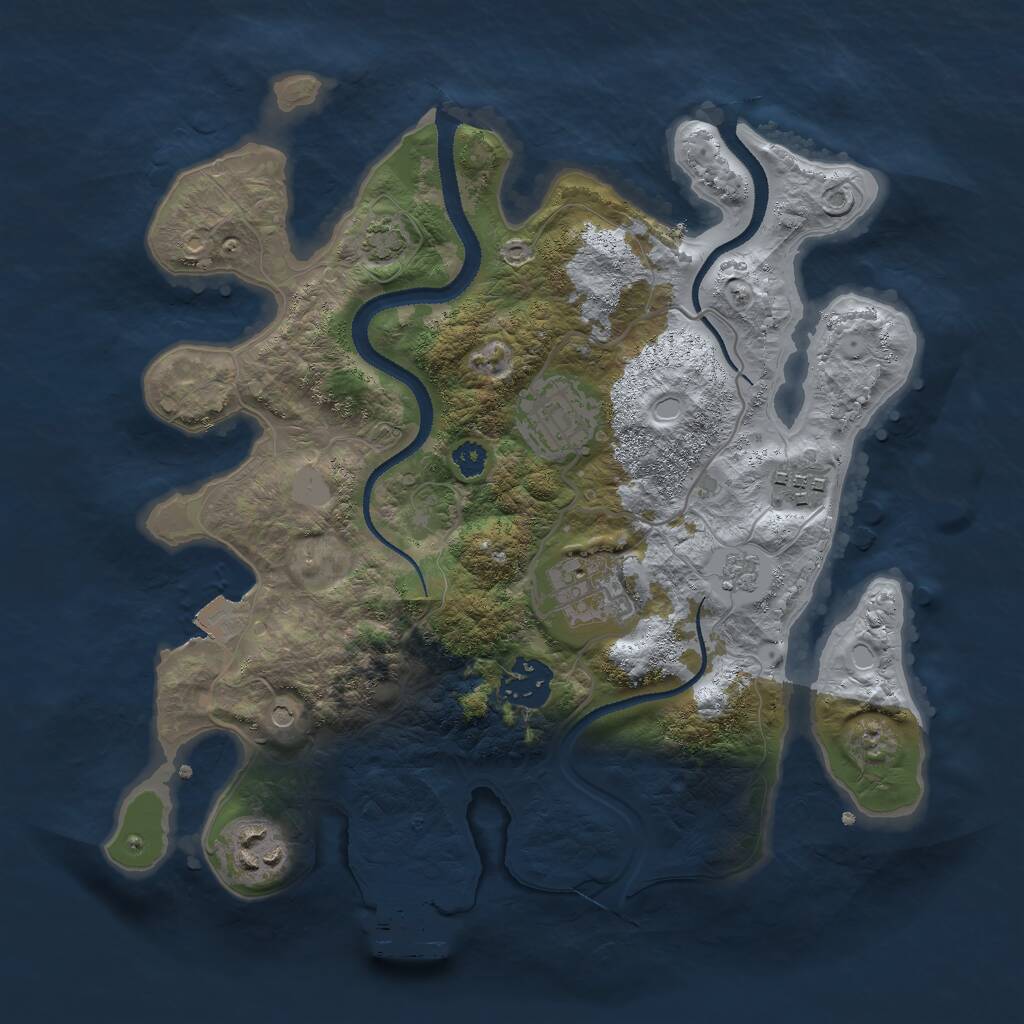 Rust Map: Procedural Map, Size: 3000, Seed: 4915, 10 Monuments
